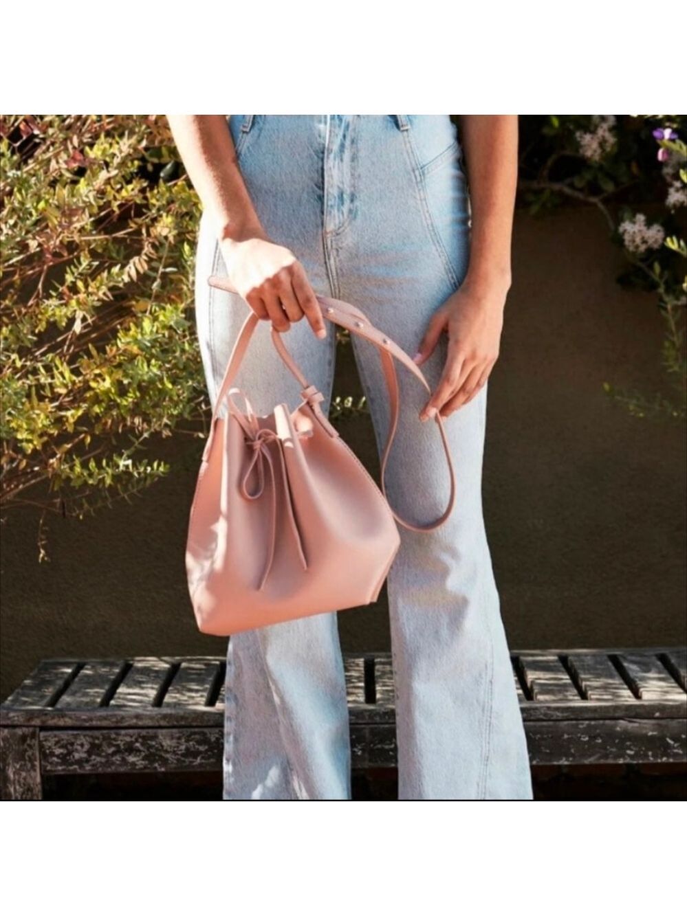 Kayla + Ava Vegan Leather Dusty Rose Bucket Bag